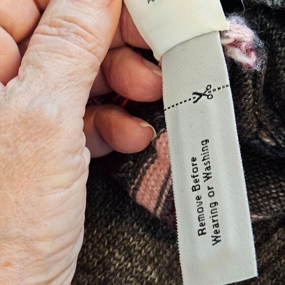 J. Crew Size Medium Abstract Fair Isle Gray Red Pink Wool Mohair Blend Sweater - Picture 9 of 11